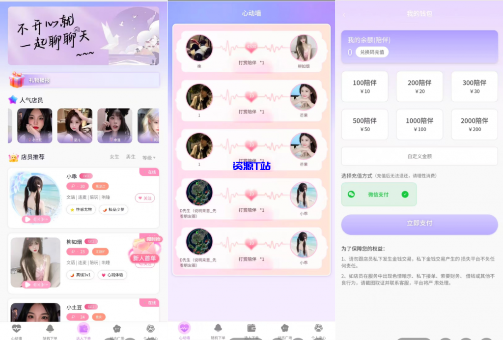 最新陪玩陪聊系统网站源码 娱乐交友系统公众号版 - 资源T站-资源T站